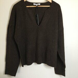 Rebecca Minkoff Women's Harper V-Neck Sweater, Brown, L